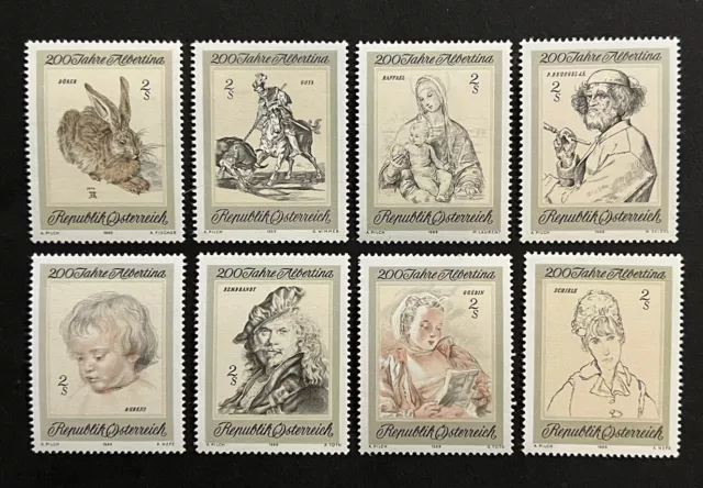 Travelstamps: Austria Stamps Scott #846-853 Etchings Complete Set MNH OG