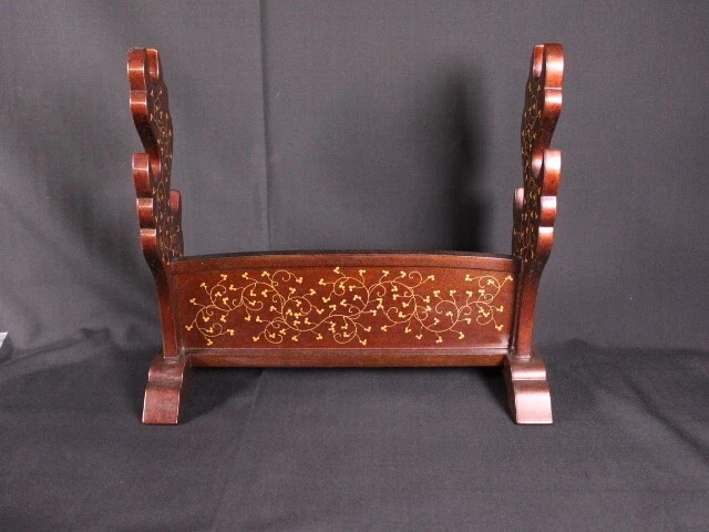 KATANA-KAKE JAPANESE ANTIQUE Samurai Sword Rack Katana Stand Tsuba ...