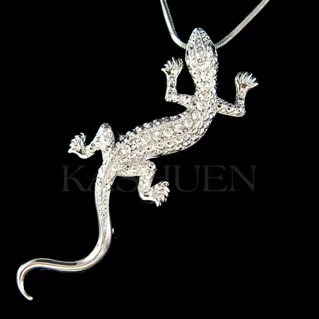 Lagarto Hecho con Cristales Swarovski Iguana Reptil Gecko Newt Mascota Collar