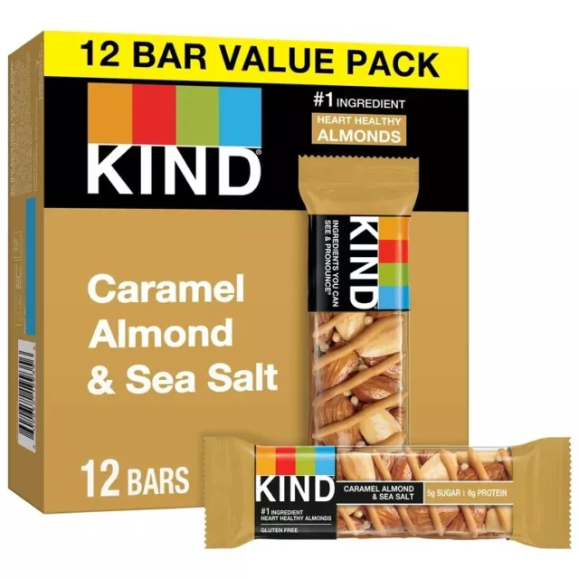KIND Nut Bars, Caramel Almond & Sea Salt, 1.4 oz, 12 Count