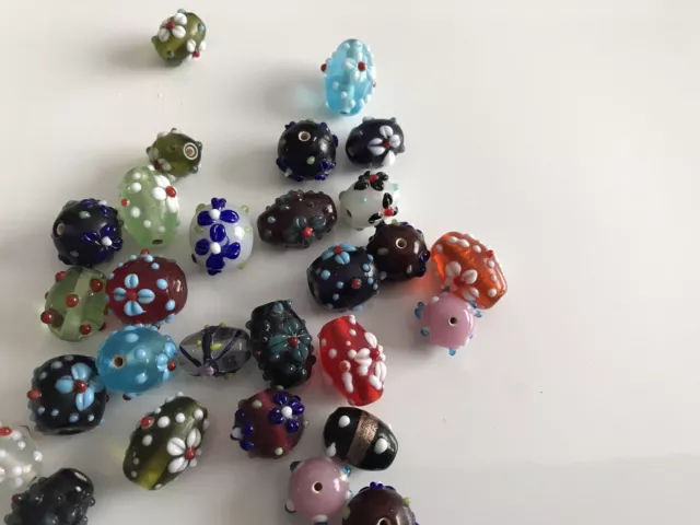 Lot de 29 perles de verre de Murano pour bracelet européen collier bijoux artisanat 3