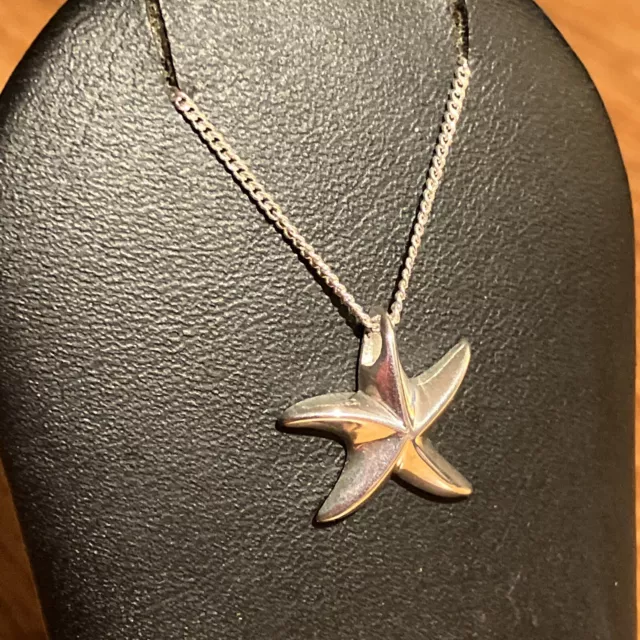 Sterling Silver Solid Starfish Pendant And 18” Chain