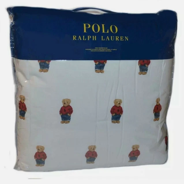 RALPH LAUREN POLO Teddy Bear Twin Comforter SET Boy NWT with 1 Standard
