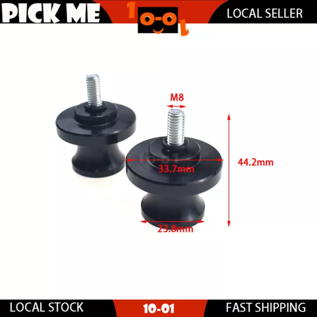 Black M8 Motorcycle Swingarm Sliders Spools Paddock Stand Bobbins Swing Arm