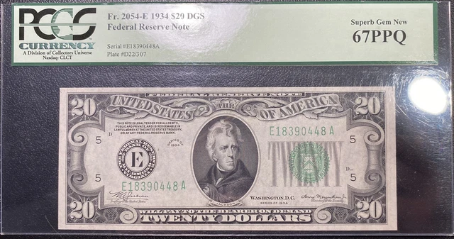 FR.2054-E 1934 Richmond $20 Federal Reserve Note DGS PCGS Superb GEM UNC 67PPQ