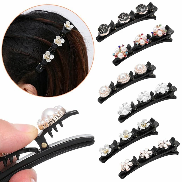 Boutons Strass Épingles à cheveux double couche Pinces à cheveux Bandes Clip