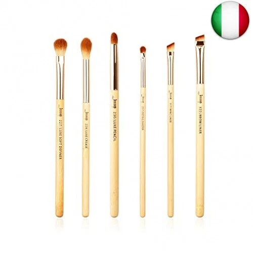 Jessup Pennelli 6Pz Set di pennelli per occhi in bambù con polvere per capelli