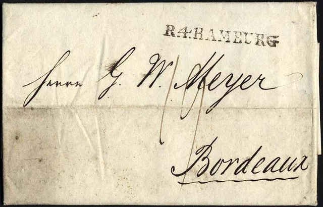 HAMBURG 1805, R.4. HAMBURG, L1 auf Brief n. Bordeaux, feinst