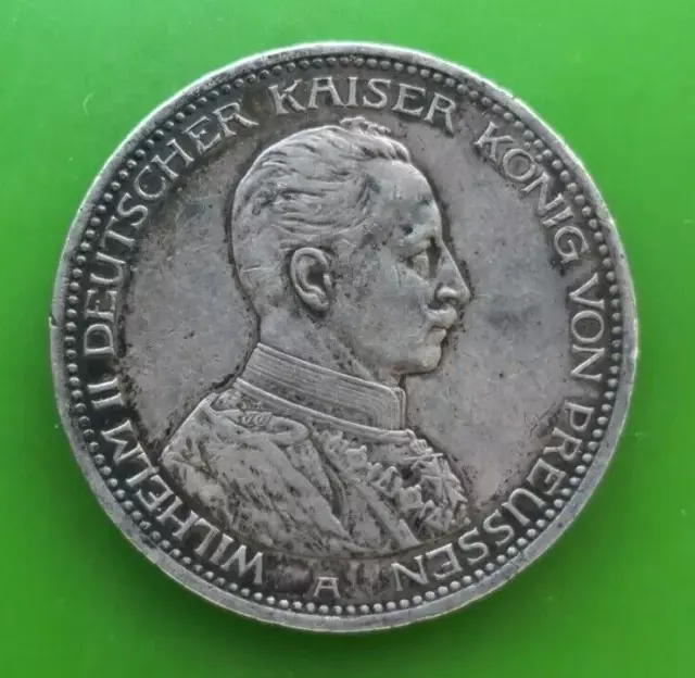 1914 Germany Prussia Five Marks Silver Coin  #2113