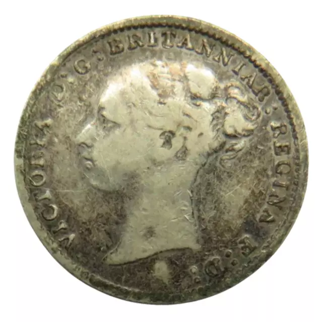 1887 Queen Victoria Young Head Silver Threepence Coin - Great Britain