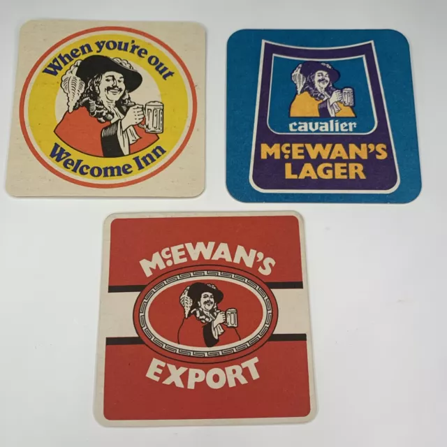 McEwan's Lager Cavalier blue bar mat & Mcewan's Export Red Pub mat Welcome Inn