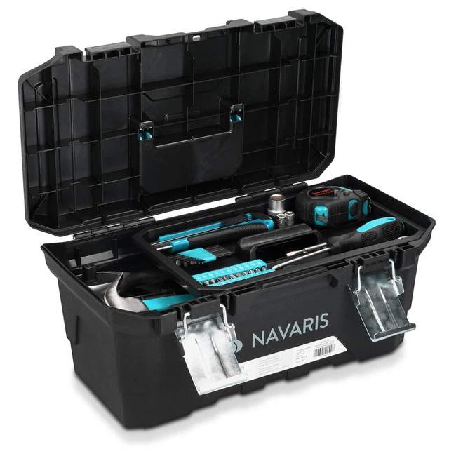 Caja de herramientas con cierre y asa de 40.6 x 22.1 x 18.7CM Navaris