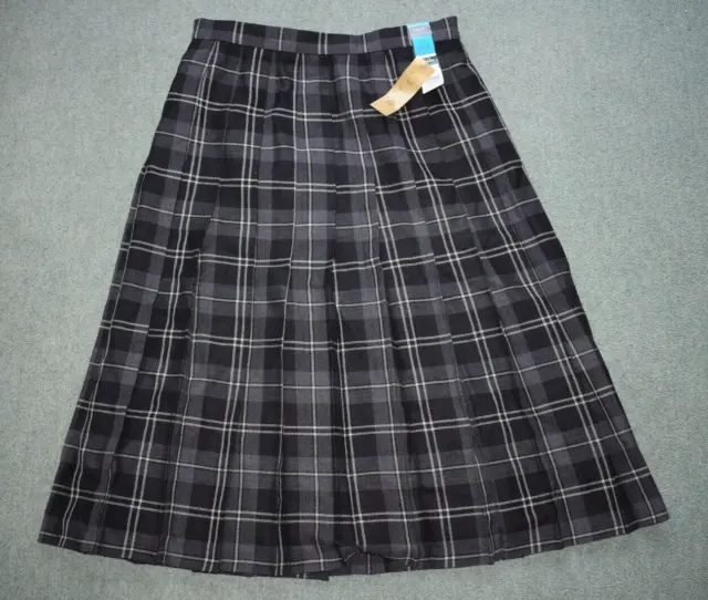 Ladies MARKS & SPENCER black pure new wool checked skirt size UK 14 St Michael