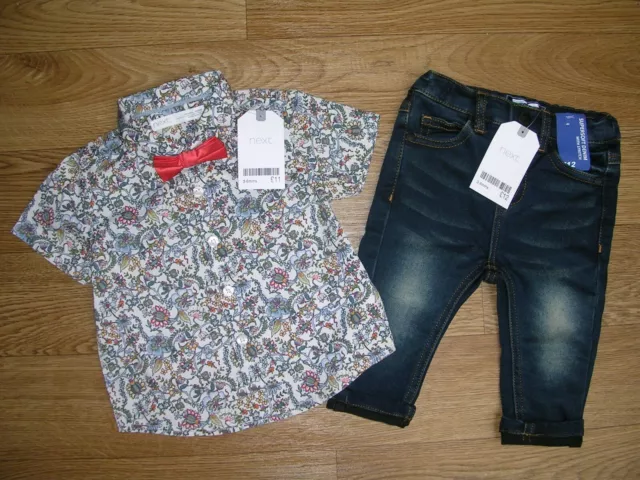 Camicia floreale blu skinny jeans nuova con etichette Dickie fiocco età 3-6 mesi NUOVA