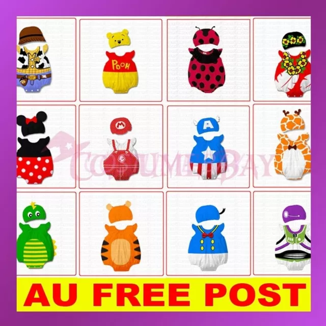 Boys Girls Baby Romper Animal Cartoon Costume Bodysuit Outfit Jumpsuit Set Hat