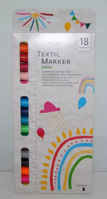 Kreul Textilmarker  Junior 18-teiliges Set Stoffmalstifte für helle Stoffe Neu