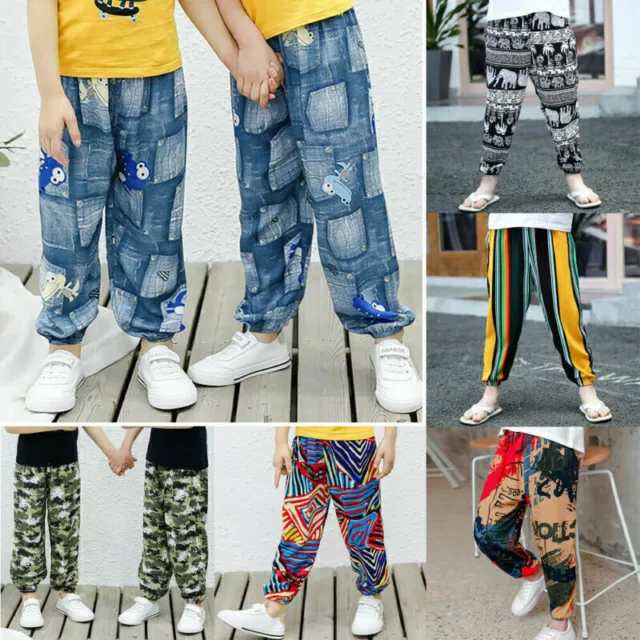 Kids Girls Boys Hippie Harem Pants Baggy Alibaba Print Trousers LooseSweatpantsЙ