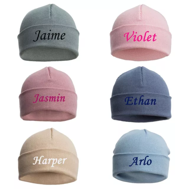 PERSONALISED Baby Beanie  Hat Boys Girls 0-12 Months