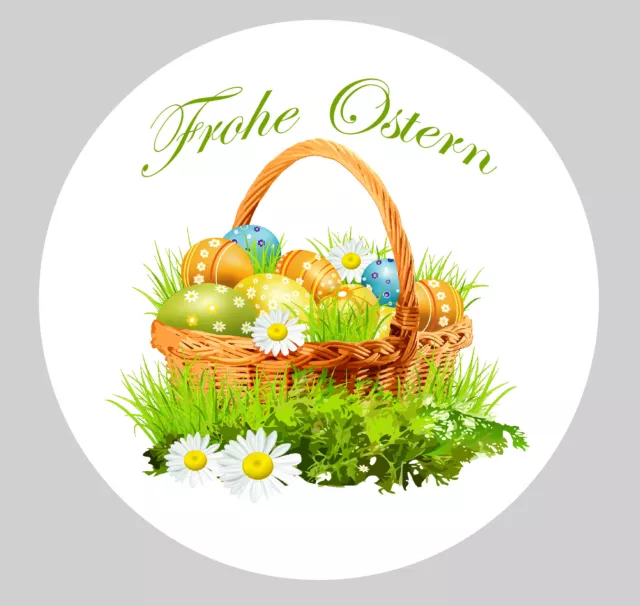 Oster-Aufkleber Rund  Sticker Frohe Ostern Happy Easter PVC-Folie Set Nr. 4