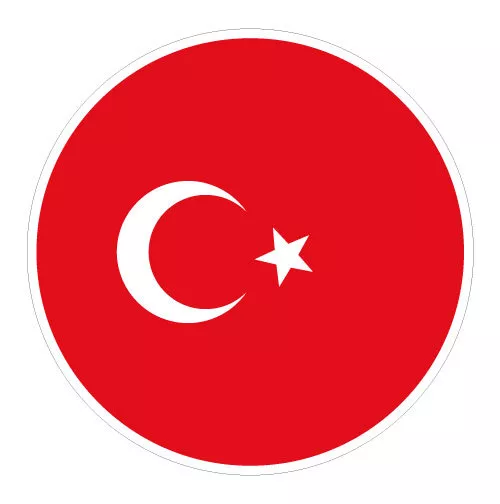 6 x Autocollant 5cm drapeau rond TURQUIE sticker valise vélo voiture