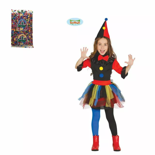 Guirca Costume da Clown Rosso e Nero per Bambina Vestito Pagliaccio per Bambina