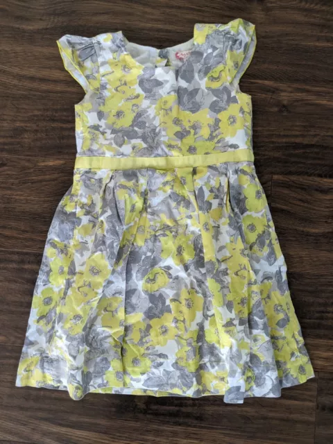 Size 6 Ruby & Bloom Yellow Gray Tea Dress for a Girl 100% Cotton Floral