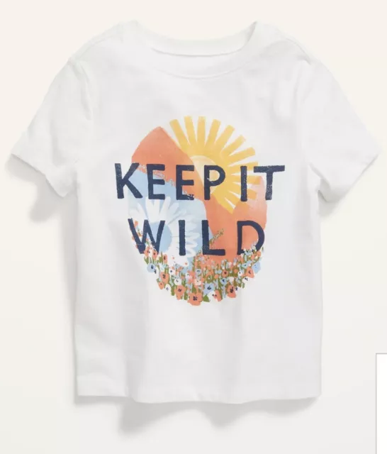 Old Navy Toddler Size 4T ~ White Short Sleeve Tee T-Shirt ~  Keep It Wild