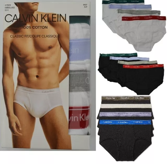 Men's Calvin Klein Classic Fit 100% Cotton 4-Pack Brief Underwear NB4000