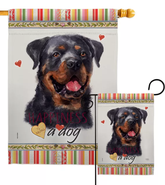 Rottweiler Happiness Garden Flag Animals Dog Decorative Gift Yard House Banner