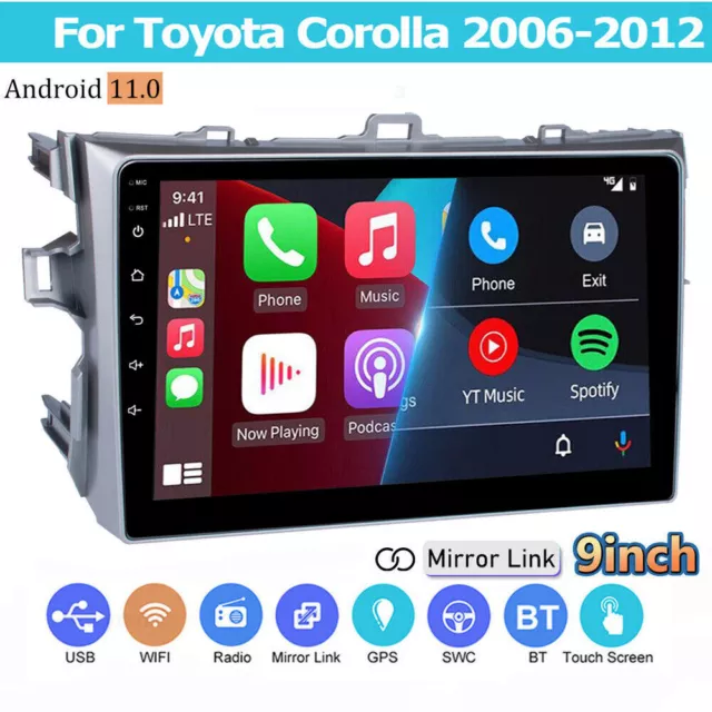 For Toyota Corolla 2006-2012 Android 11 Car Stereo Radio GPS WIFI BT FM 2+32G