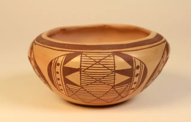 Hopi Pottery Bowl, Bat Wing Motif, Clinton Polacca Nampeyo