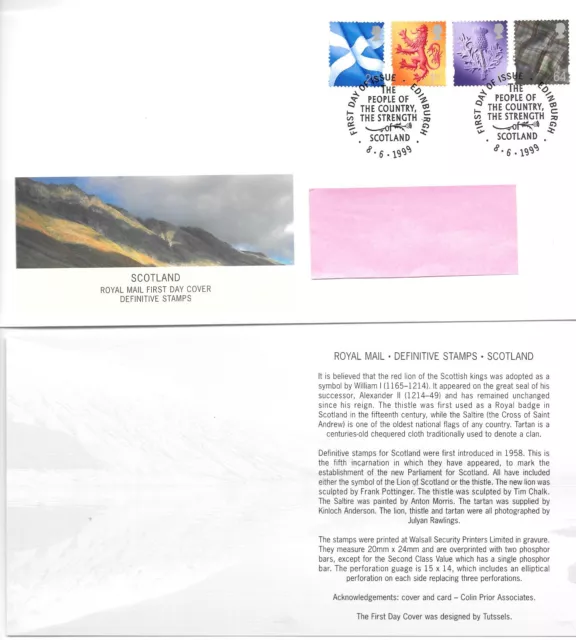 GB 1999 New Regional Definitives Scotland FDC Edinburgh Handstamp