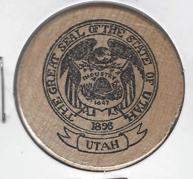 The Great Seal of the State of Utah, Token/Coin, Indian Head, Wooden Nickel