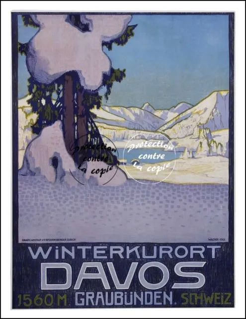 POSTER HQ 40x60cm d'une AFFICHE VINTAGE SKI WINTERKURORT DAVOS