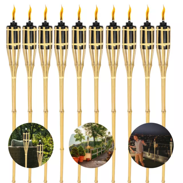 Torcia da giardino 10x torce candela festa 4-5 ore all'esterno decorazione torcia bambù