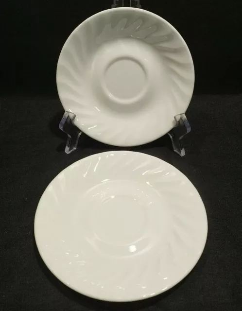 Lot 2 vintage Corelle Enhancements White Swirl Saucer plate