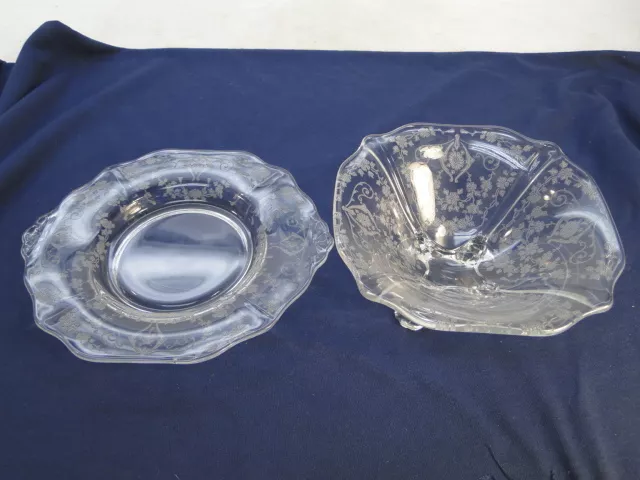 Vintage Cambridge Glass Diane Elegant Etch Pattern Mayonnaise Bowl + Underplate