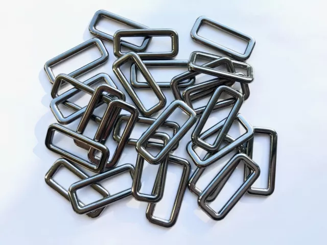Anillos rectangulares de 25 mm bucles metal plata oscura sujetador anillo en D rectangular D25