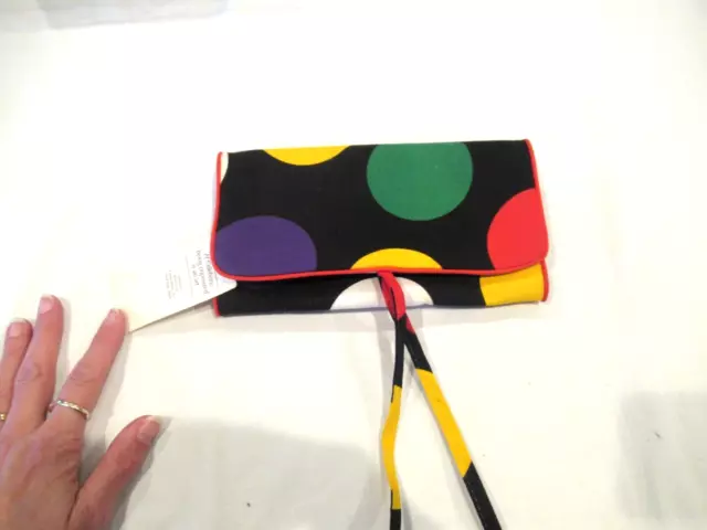 Celebrity jewelry case black with polka dots, red, green, yellow, purple, NWT
