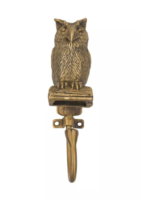 Brass Hook Full Faced OWL Bird Figurine Hanger Wall Mount Hat Coat Vintage Decor