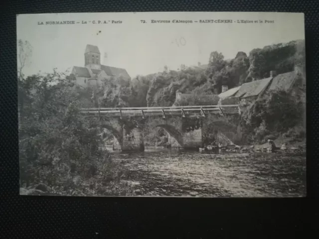 CPA 61 Environs d'Alençon - SAINT-CENERI - L'Eglise et le Pont