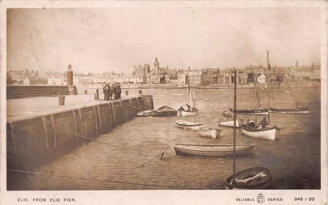 Fife Elie From Elie Pier Harbour Boats Early Postcard c1910