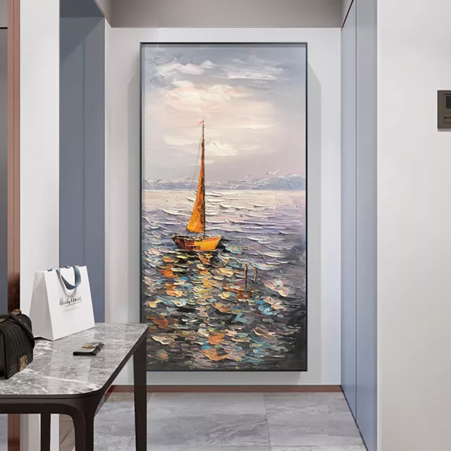 Sailing Boat Oil Paintings Handmade On Canvas Hand Painted Abstract Seascape