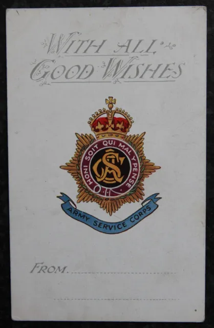 c1914 Royal Army Service Corps Crest Emblem Military  Postcard World War 1 WWI