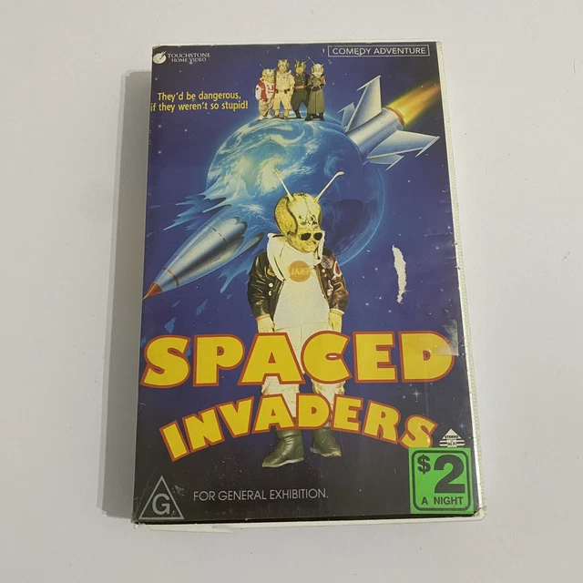SPACED INVADERS (VHS, 1990) Science Fiction Comedy Aliens Movie RARE
