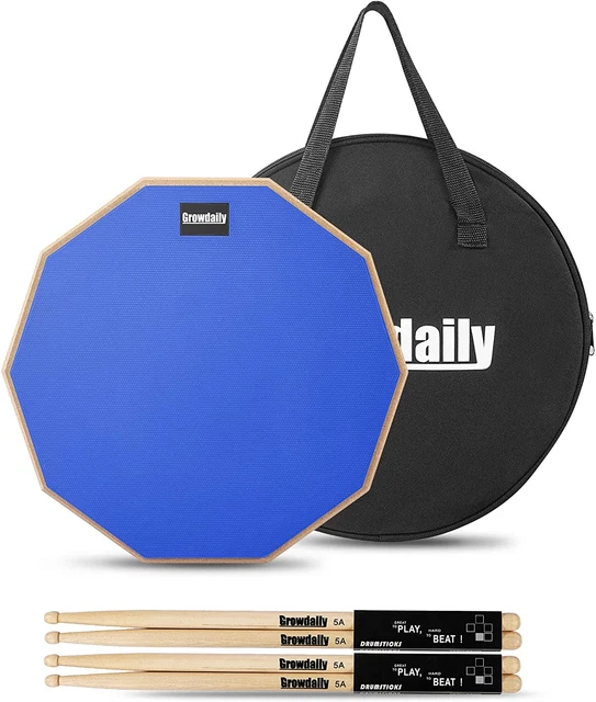 Drum Practice Pad for Drumming Drum Pad and Sticks 12 In,Sided with 2 Pairs/4 M