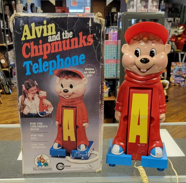 VINTAGE 1980S ALVIN and The Chipmunks Telephone in Box WORKING $39.99