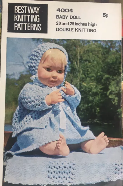 Original Vtg Bestway Baby Doll KNITTING Pattern Clothes Set For Girl  # 4004 DK