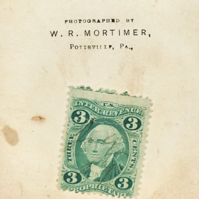 Pottsville Pennsylvania Boy CDV Photo c1865 Civil War Era Revenue Stamp PA C2057 3