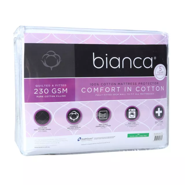 Bianca Comfort in Cotton Quilted Fitted Mattress Protector All Sizes